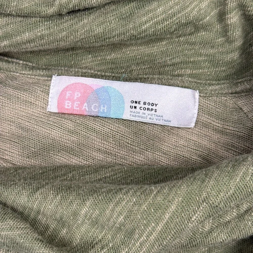 Free People Beach Cocoon Cowl Pullover Green Long Sleeve Top Slouchy Boho OS